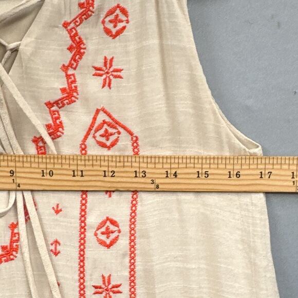 Cloth & People Mini Dress Small Western Embroidered Boho Hippie Cowgirl Neutral - Picture 15 of 16